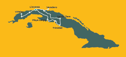 Mappa Cuba itinerario Clasicon